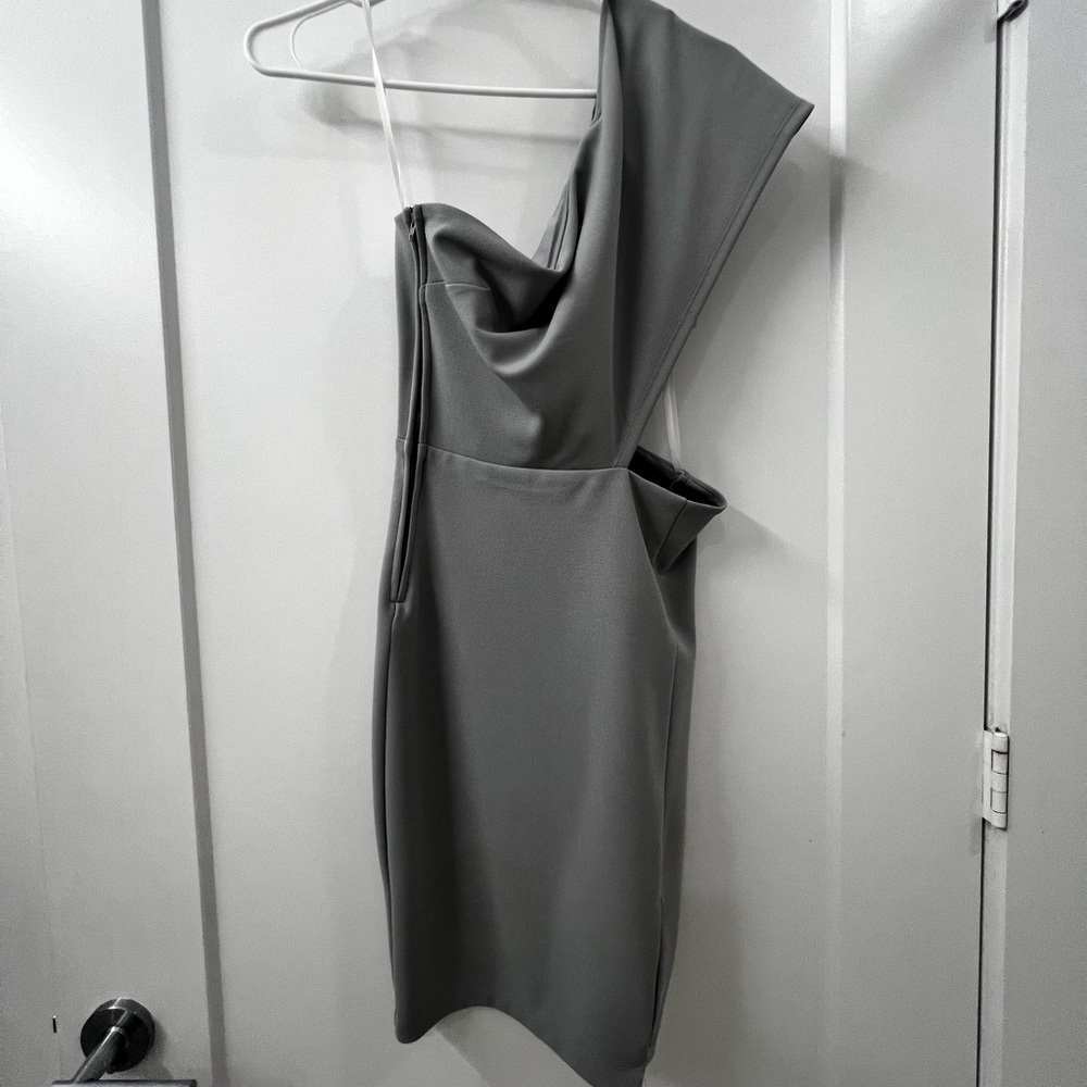 B Darlin Silver Asymmetrical Ruched Cocktail Dress